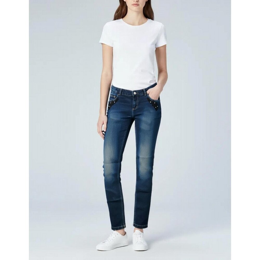 Benetton Jeans Women's Adjustable Waist Stretch Slim Denim‎ Jeans Waist 28 NWT